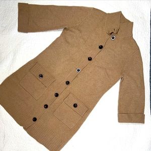 Lauren Jeans Company Women's Brown 100% Lambswool Large Button Front Cardigan; L